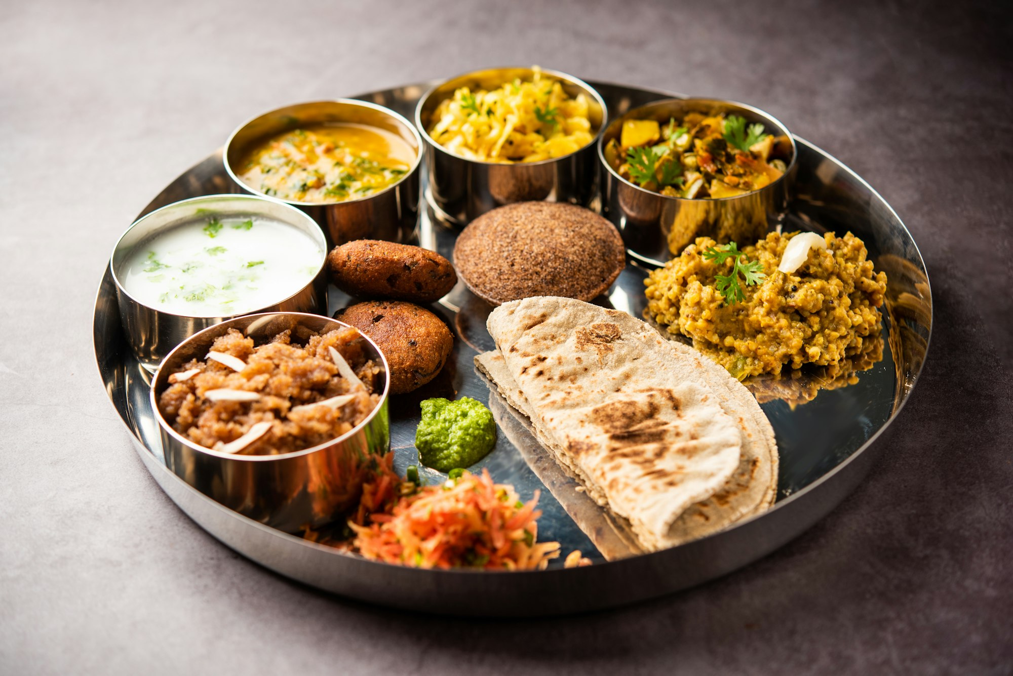 Millet Food thali or platter is an Indian vegetarian age old way of eating